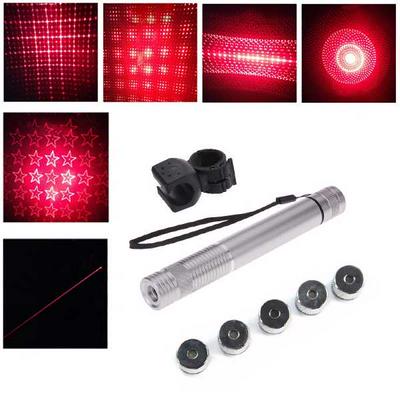 5mw 650nm Red Laser Pointer with 5 Patterns - Silver