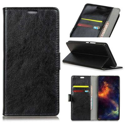 Crazy Horse Pattern Solid Color Side Flip PU Leather + Soft TPU Card Slots with Magentic Buckle and Stand Wallet Case for Samsung Galaxy S9 - Black