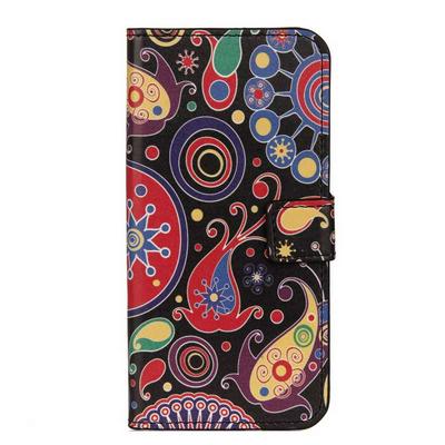 Color Painted Side Flip PU Leather + Soft TPU Card Slots with Magnetic Buckle and Stand Wallet Protective Case for Motorola Moto E5 Play / E Play (5th Gen.) - Colorful Fish