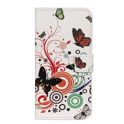 Color Painted Side Flip PU Leather + Soft TPU Card Slots with Magnetic Buckle and Stand Wallet Protective Case for LG G7 ThinQ - Butterflies