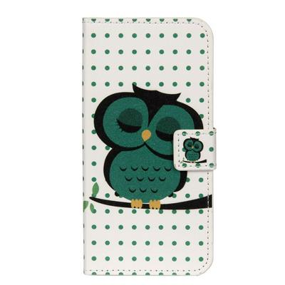 Color Painted Side Flip PU Leather + Soft TPU Card Slots with Magnetic Buckle and Stand Wallet Protective Case for LG G7 ThinQ - Green Owl