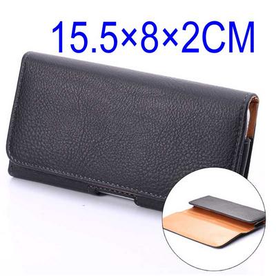 Universal Lichee Pattern Waist Belt Clip Magnetic Flip Leather Holster Case for Samsung Galaxy S7 Edge 5.5 inch - Black