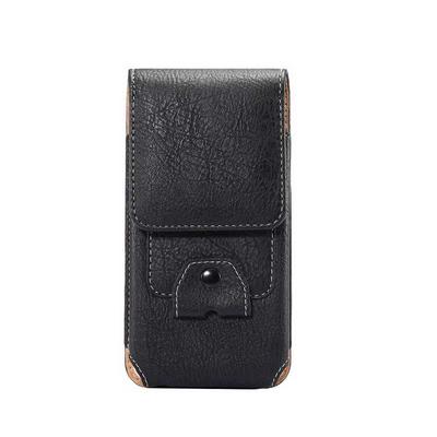 Elephant Skin Pattern High-End PU Leather Waist Bag Multifunction Card Slot Belt Case with Clip for 5.1 Inch Cellphones - Black