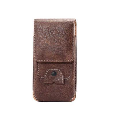 Elephant Skin Pattern High-End PU Leather Waist Bag Multifunction Card Slot Belt Case with Clip for 5.1 Inch Cellphones - Brown