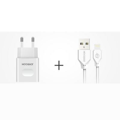 Joyroom L-L221 UM2 USB Port 2A Quick Charging Power Adapter Travel Wall Charger EU Plug with 8 Pin Cable for iPhone 7 Smartphone Huawei P10 Lite