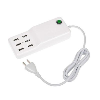 Smart Switch Universal Convenience US 1.5M 6 Port USB Desktop Charger Wall Charger Power Cord Desktop Charging Station Supply For Android / IOS Phone And Other USB-Powered Devices - White