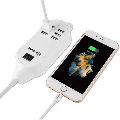 Kasonic Universal Convenient US 6 Port USB Wall Charger Power Charging Station with Switch Supply For Android / IOS Phone iPad And Other USB-Powered Devices - White