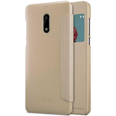 Nillkin Sparkle Series with Caller ID Window Hard PC + PU Leather Case for Nokia 6 - Gold