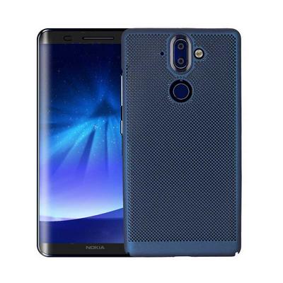 Heat Dissipation Cell Hole Shock Absorption Solid Color Hard PC Back Cover Case for Nokia 9 - Navy Blue
