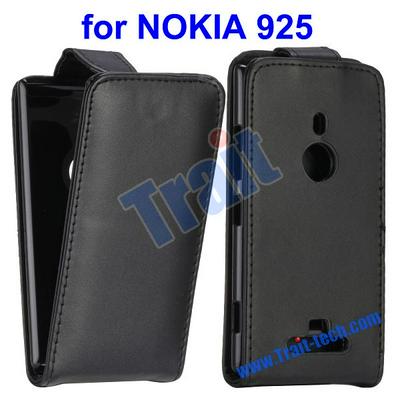 Smooth Magnetic Top Flip Leather Case for Nokia 925 (Black)
