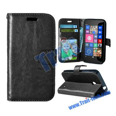 Crazy Horse Wallet Style Magnetic Flip Stand TPU+ PU Leather Case for Nokia Lumia 630 - Black