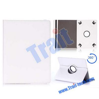 360 Rotatable Stand Folio Style Flip Leather Case for 10 Inch All Tablet PC with Safety Belt (White) 