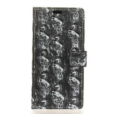 Metal Style Wallet PU Leather + Soft TPU Card Holder with Stand and Magnetic Buckle Case for Samsung Galaxy S8 / G9500 - Grey Horse