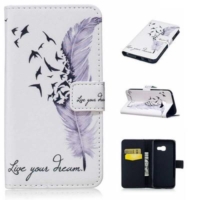 Wallet Style Card Slots Stand Magnetic Flip PU Leather + TPU Back Cover Case for Samsung Galaxy A3 ( 2017 ) - Feather