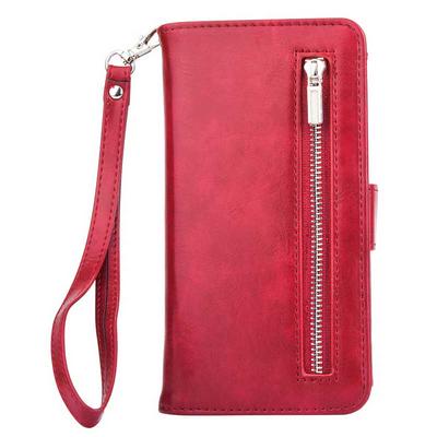 Anti-Slide with Zipper Earphone Storage Wallet PU Leather + Detachable TPU with Card Slots and Stand Protective Case for Samsung Galaxy A5 (2017) - Winered