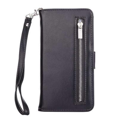 Anti-Slide with Zipper Earphone Storage Wallet PU Leather + Detachable TPU with Card Slots and Stand Protective Case for Samsung Galaxy A5 (2017) - Black