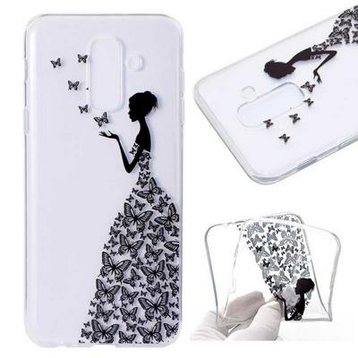 Painted Anti-Scratch Transparent Soft TPU Back Cover Protective Case for Samsung Galaxy A6 Plus (2018) - Butterfly Girl
