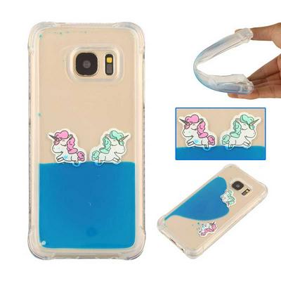 Unicorn Pattern Liquid Series Drop Resistant Transparent Soft TPU Back Cover Protective Phone Case for Samsung Galaxy S7 / G9300 - Blue