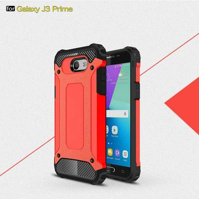 King kong Armor 2 in 1 Detachable Hard PC + Soft TPU Hybrid Back Cover Case for Samsung Galaxy J3 Prime - Dark Red