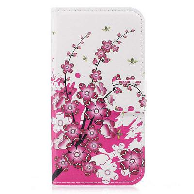 Wallet Style PU Leather + Soft TPU Card Holder with Stand and Magnetic Buckle Case for Samsung Galaxy J5 (2017) J530 Europe Version - Peach Blossom