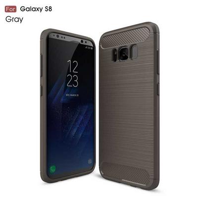 Carbon Fiber Pattern Brushed Shock Full Protection Drop Resistance Soft TPU Back Cover Case for Samsung Galaxy S8 - Grey
