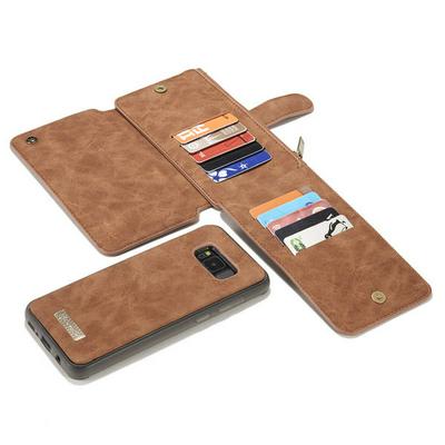 CaseMe 14 Card Slots Detachable 2-in-1 with Stand and Zipper Wallet PU Leather + TPU Cover Case for Samsung Galaxy S8 / G9500 - Brown