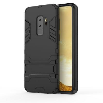 Battle Armor 2 in 1 Detachable Hard PC + Soft TPU Hybrid with Kickstand Back Cover Protective Case for Samsung Galaxy S9 - Black