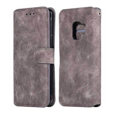 Card Holder Slots Wallet Style Picture Frame with Magnetic Buckle PU Leather + Soft TPU Case for Samsung Galaxy S9 - Grey