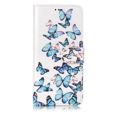 Colored Painting PU Leather + TPU Back Cover Case with Card Holder Wallet and Stand for Samsung Galaxy S9 - Butterfly