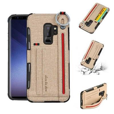 Multifunctional with Card Slots and Invisible Stand Support PU Leather Coated PC Back Cover Protective Case for Samsung Galaxy S9 - Gold