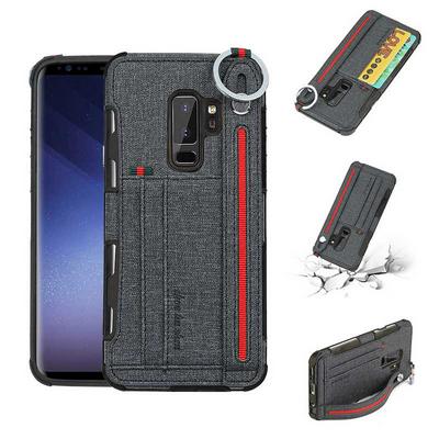 Multifunctional with Card Slots and Invisible Stand Support PU Leather Coated PC Back Cover Protective Case for Samsung Galaxy S9 - Black