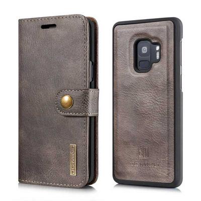 DG.MING Detachable PU Leather + TPU Back Cover Case with Card Holder Wallet and Stand for Samsung Galaxy S9 - Coffee