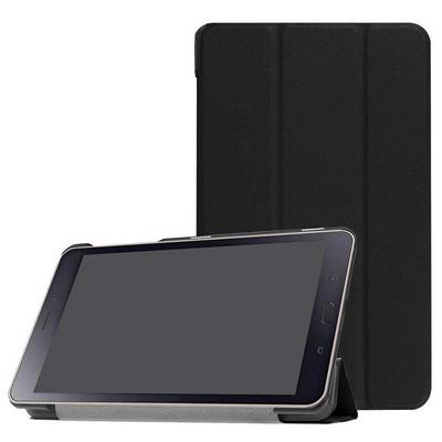 Tri-Fold Foldable Solid Color Side Flip PU Leather + Hard PC with Stand Protector Case for Samsung Galaxy Tab A 8.0 (2017) T380 T385 / Samsung Galaxy Tab A2 S - Black