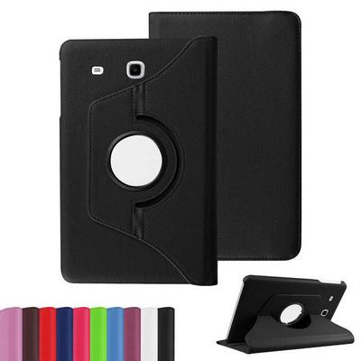 360 Rotatable Elastic Belt Flip Stand PU Leather  Case for Samsung Galaxy Tab E 9.6 T560 - Black