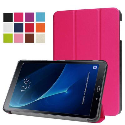 Tri-fold Flip Stand PU Leather Case for Samsung Galaxy Tab A 10.1/ T580 T585 Rose Red