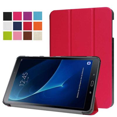 Tri-fold Flip Stand PU Leather Case for Samsung Galaxy Tab A 10.1/ T580 T585 Red