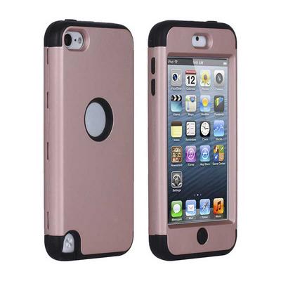 Double Color 3 in 1 Detachable Shock Absorption Hard PC + Soft TPU Back Cover Case for iPod Touch 5 - Rose Gold + Black