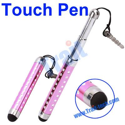 Universal Crystal Retractable Stylus Touch Pen for iPhone iPad Mini, Google Nexus 7, iPhone5, HTC, Samsung, Sony, LG, NOKIA/Blackberry Z10 Samsung I9500 Galaxy S4/HTC ONE(HTC M7)(Rose)