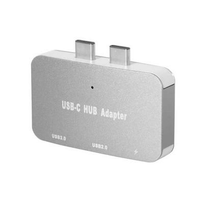 Double Type-C USB-C HUB to USB-C + USB2.0 + USB3.0 Adapter Met Power Interface Aluminum Mounting Converter Macbook Computer Pro 