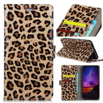 Colored Painting Wallet Style Magnetic Flip Stand TPU + PU Leather Case for Wiko View Max - Leopard