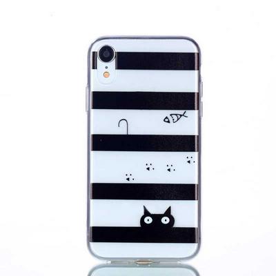 Colored Painting Transparent Soft TPU Back Cover Case for iPhone XR 6.1 - Cat