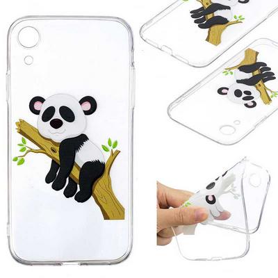 Painted High Transparent Anti-Scratch Soft TPU Back Cover Protective Case for iPhone XR 6.1 - Sleeping Panda 