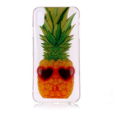 Colored Painting Transparent Soft TPU Back Cover Case for iPhone X / XS - Pineapple