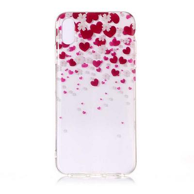 Colored Painting Transparent Soft TPU Back Cover Case for iPhone X / XS - Heart