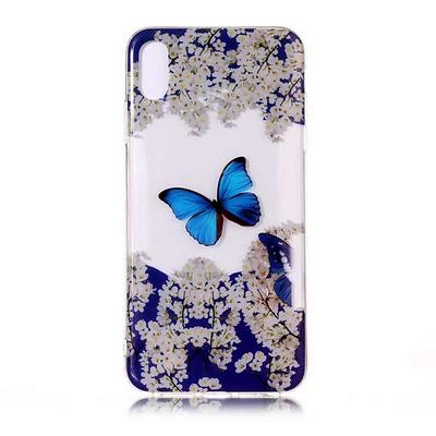 Colored Painting Transparent Soft TPU Back Cover Case for iPhone XR 6.1 - Blue