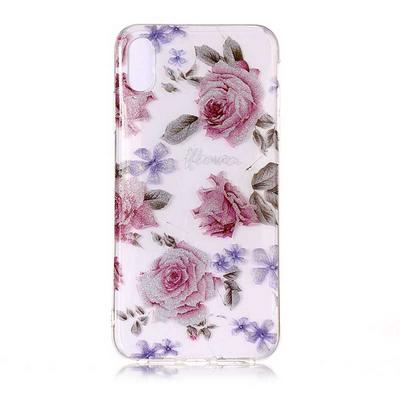 Colored Painting Transparent Soft TPU Back Cover Case for iPhone Xs Max 6.5 - Blossom Flower