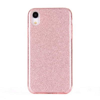 Bling Glitter Powder Glaze Solid Color Soft TPU Back Cover Case for iPhone XR 6.1 - Rose Gold