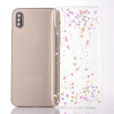 Colored Painting Bling Glitter Powder Transparent Soft TPU Back Cover Case for iPhone XR 6.1 - Transparent Starry