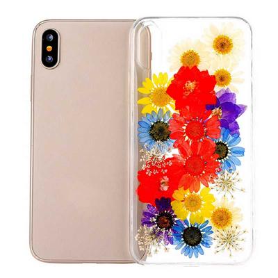 Transparent Real Flowers Specimen Epoxy Soft TPU Back Case for iPhone XR 6.1 - No.5
