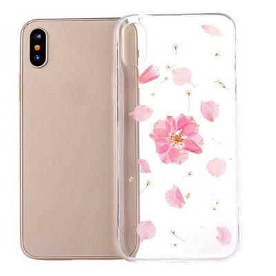 Transparent Real Flowers Specimen Epoxy Soft TPU Back Case for iPhone XR 6.1 - No.4